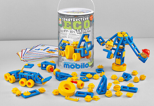 plasticant mobilo GmbH | construction ECO BUILDER | Lernspielzeug für 1-3 Kinder | 92 nachhaltige Bausteine